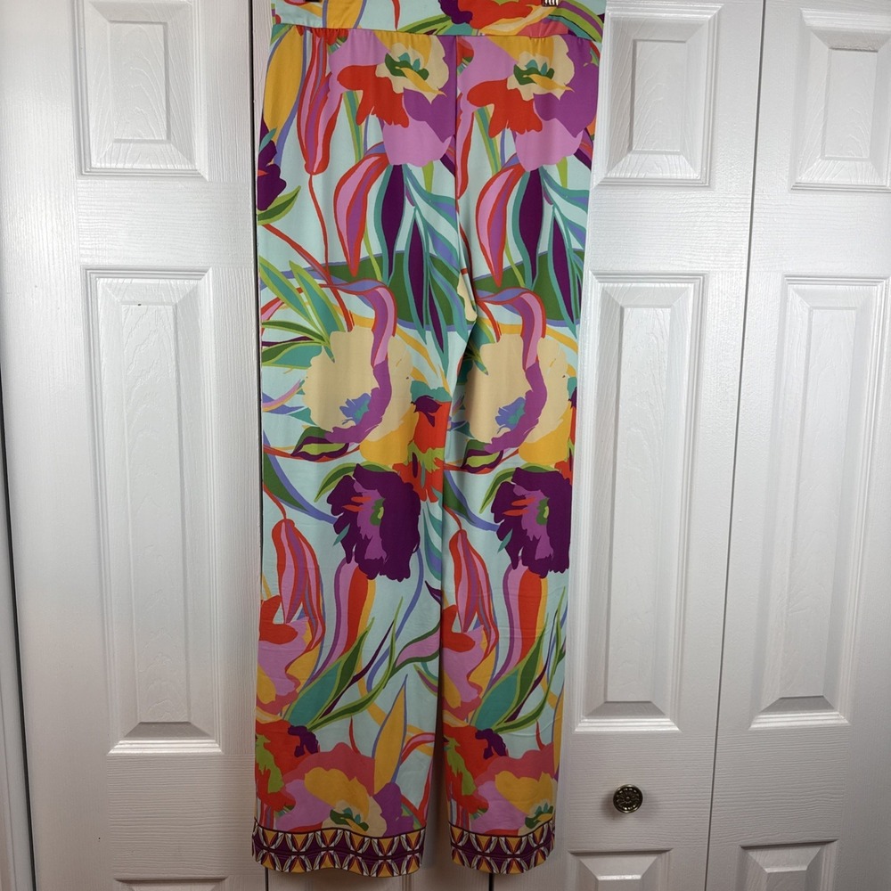 Boston Proper ABSTRACT PRINT PALAZZO PANT Size S Retro Resortwear Artsy BOHO